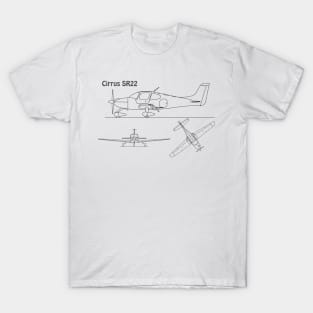 Cirrus SR22 - Airplane Blueprint - Bpng T-Shirt